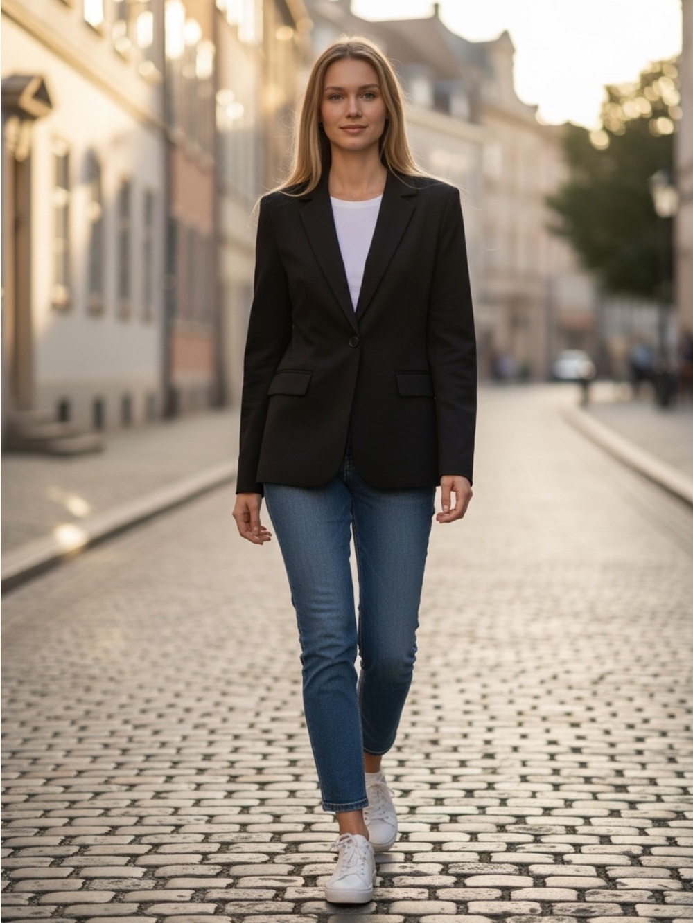 Women's Black Single-Button Blazer – Modern Tailored Fit